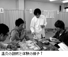 写真:温灸の説明と体験の様子