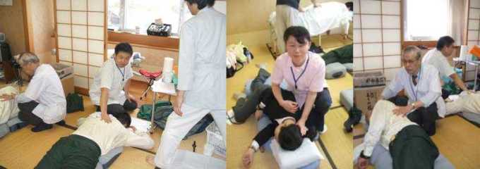 原田先生、鈴木先生、松田会長のケアの様子